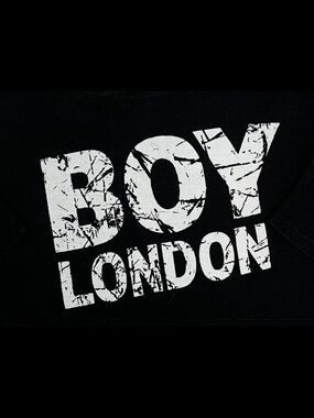 Vintage Boy London Graphic Crop Top with Distressed Logo